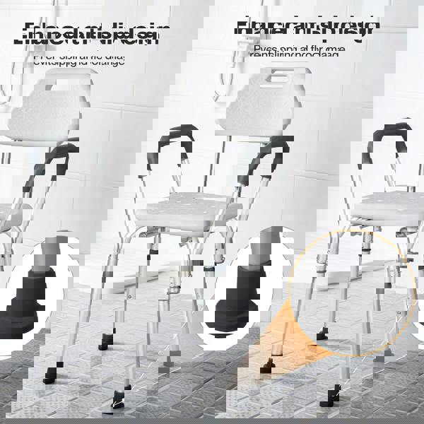 Levede Shower Chair Bath Seat Safety Stool Back Arms Adjustable Height Non-Slip