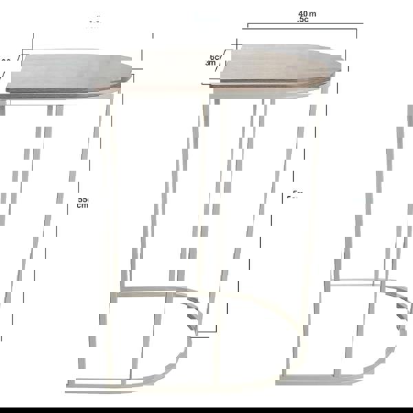 Gr8 Home Nest of 2 Coffee Table White Metal Wooden Woodgrain Side Tables Set Living Room