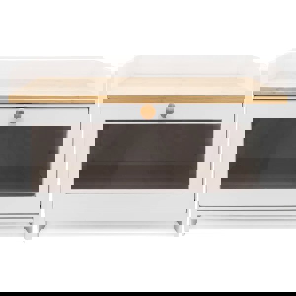 Maison des Cadeaux White Bamboo Single-Layer Bread Bin with Top Shelf