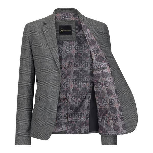 TruClothing Women's Grey Three-Piece Tailored Fit Suit in Prince of Wales Check