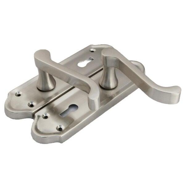 EDH Door Hardware Premium Satin Nickel Internal Lock Door Handle Set+3 Lever Mortice Sash Lock, 2 Pairs