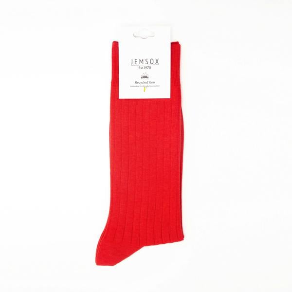 Jemsox Red Recycled Rib Mens Socks | Eco-Conscious Style & Comfort
