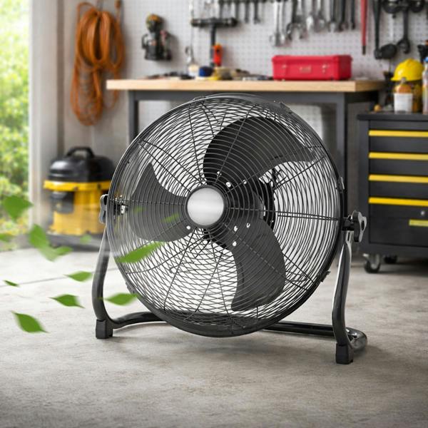 Sohler 18" Metal Floor Fan Industrial Black 100W 3 Speed High Velocity Cooling