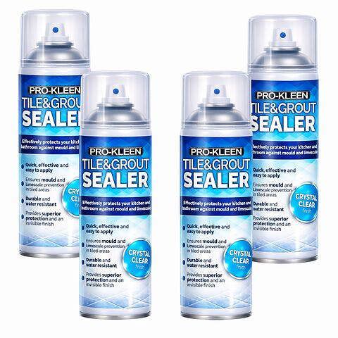 ProKleen Pro-Kleen Tile & Grout Sealer 400ml x4- Waterproof Protection Against Mould, Mildew & Limescale - Seals & Protects