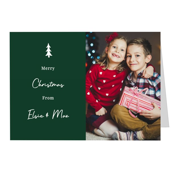 Personalised Memento Company Personalised Photo Upload Pack of 10 Green Christmas Cards