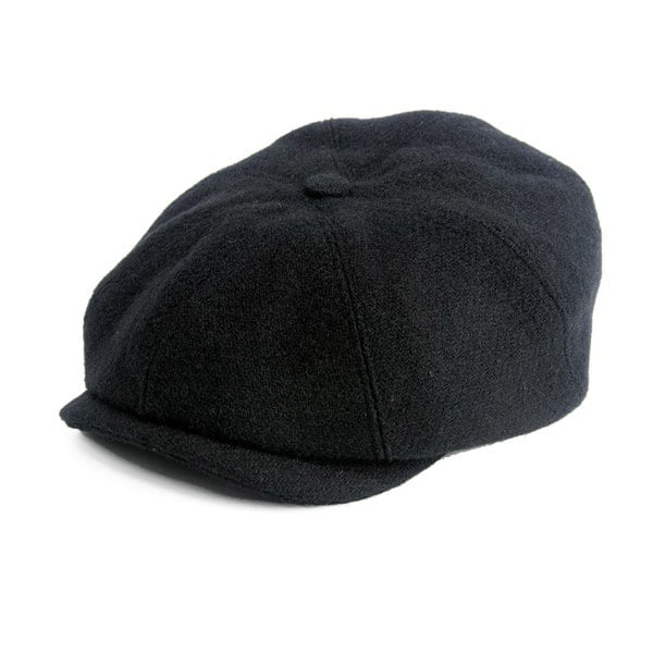 Gamble & Gunn Dilworth - 8 Panel British Made 15oz Black Harris Tweed Cap 