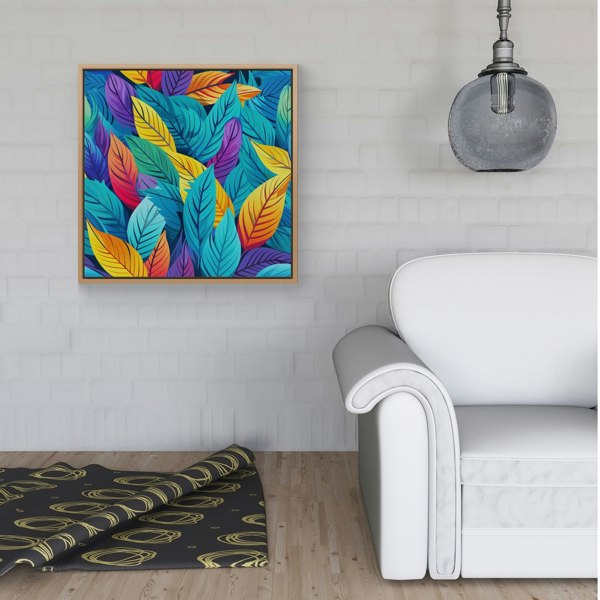 Warren Reed Bright Colourful Leaves Framed Canvas