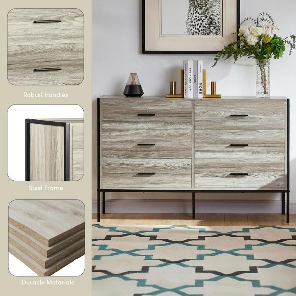 Vida Designs Brooklyn 6 Drawer Chest, Dark Wood