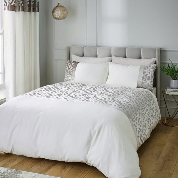 Catherine Lansfield Lattice Cut Velvet Duvet Cover Set
