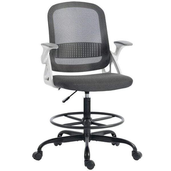 Painting Chair, Mesh Computer Desk Chair with Flip-up Armrests, Grey
