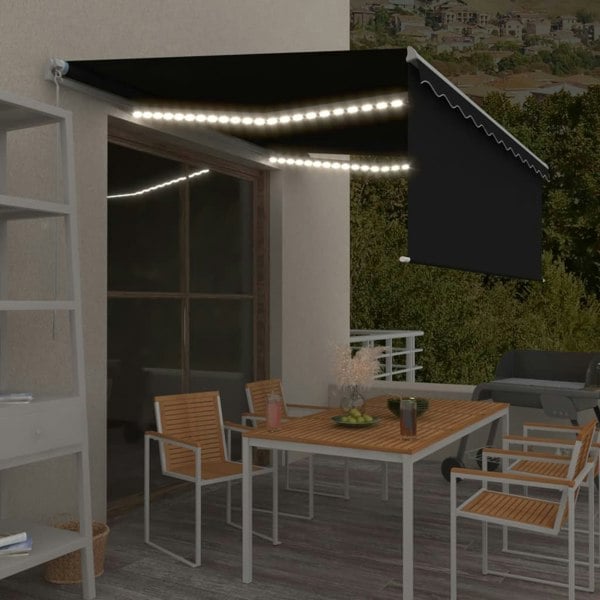 Berkfield Manual Retractable Awning with Blind&LED 4x3m Anthracite