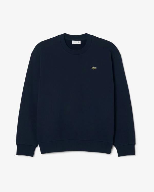 Lacoste Fleece Mens Classic Fit Sweater - Navy Blue 166 | CHO | Designer Mens Crew Neck Sweatshirts