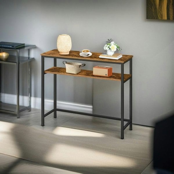 Modcraft Industrial Slim Console Table with Adjustable Shelf
