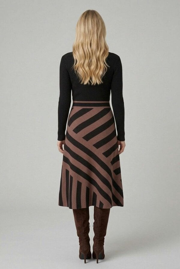 Izabel London Geo Print High Neck Jumper Midi Dress