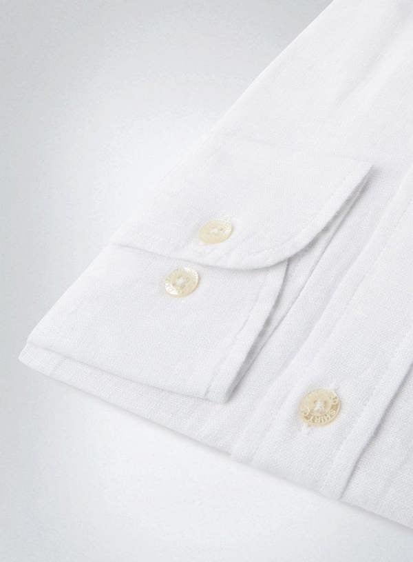 "Classic Fit Linen Shirt in White"