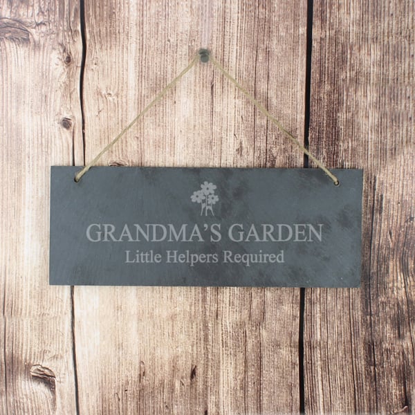 Personalised Memento Company Personalised Flower Motif Hanging Slate Plaque