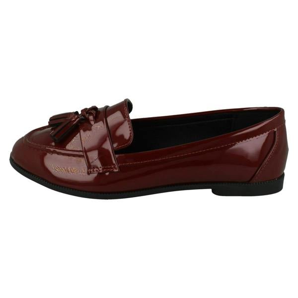 Spot On Ladies Spot On Tassel Trim Wide Fit Slip On Shoes F80560