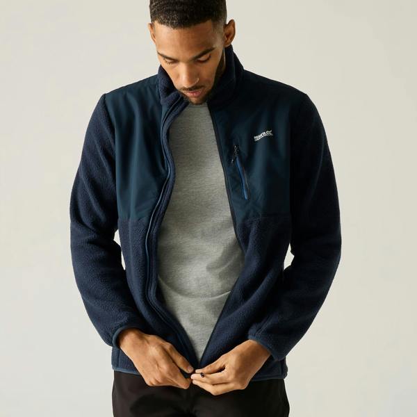 Regatta Mens Morran Water Resistant Full Zip Fleece Jacket - Navy - 