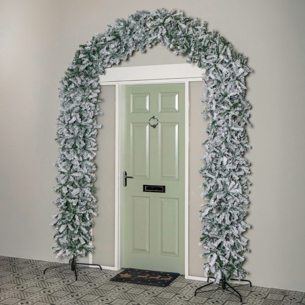 Samuel Alexander 8ft (2.60m) Samuel Alexander Double Door Snow Flocked Christmas Tree Arch with 2000 Tips