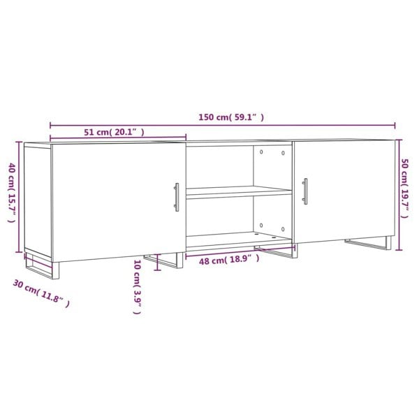 Berkfield TV Cabinet Grey Sonoma 150x30x50 cm Engineered Wood
