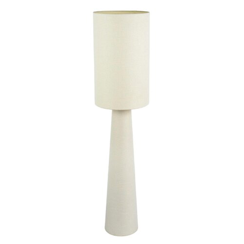 Happy Homewares Modern Soft Cream Linen Fabric Floor Lamp with Drum Shade and Base