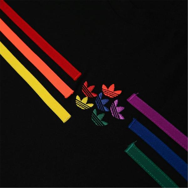 Adidas Womens/Ladies Pride Contrast Striped Crew Neck Regular T-Shirt - Black - 