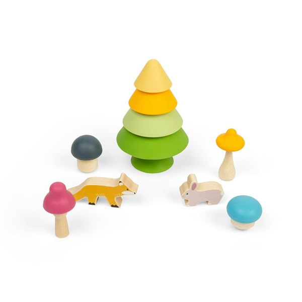 Bigjigs Toys Wood & Silicone Forest Friends Playset - 6 Pieces