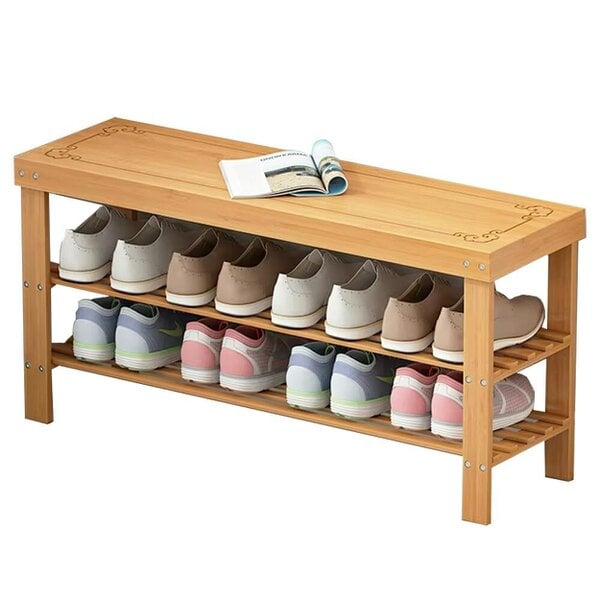 Havendro 3 Tiers Wooden Shoe Rack Seating Bench Hallway Storage Organiser Holder Stand