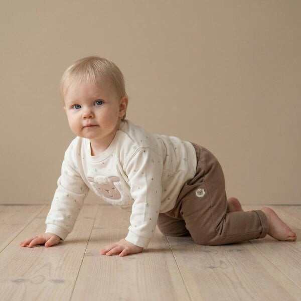 Mini Cuddles Sheep-Embroidered Sweatshirt (White)