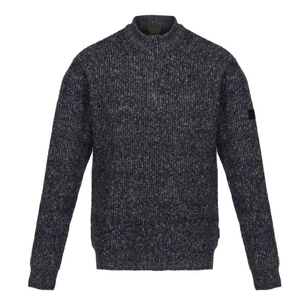 Regatta Professional Mens Marl Knitted Zip Neck Sweatshirt - Navy - 