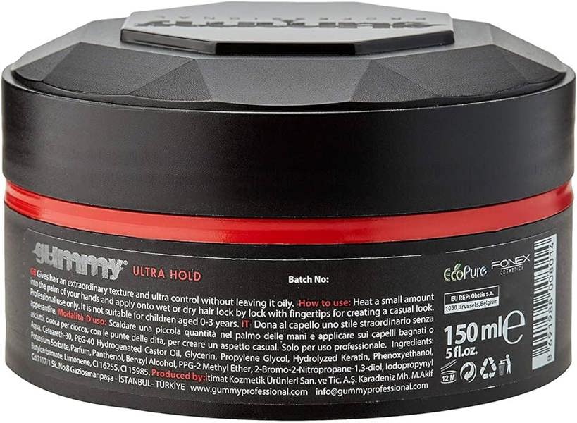 Sleek hairstyle achieved with Gummy Ultra Hold Wax