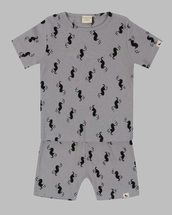 organic cotton Grey Seahorse Print T-Shirt & Short Set - image 1