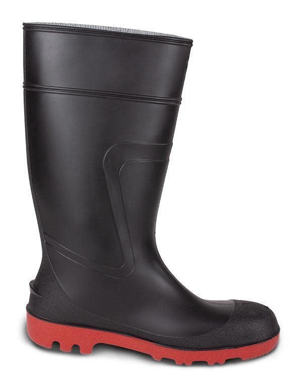 Dunlop Acifort Warwick Steel Toe/Midsole Work S5 Wellington Wellies, black waterproof boot with red sole for industrial and construction work.