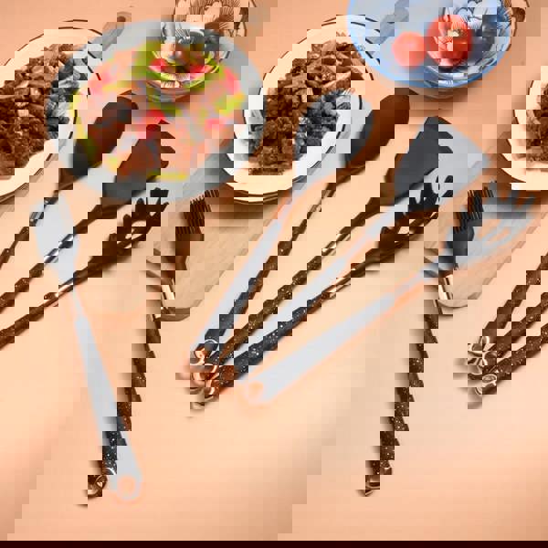 goodgoodhome Anygleam Kitchen Utensils Non-stick Black 5 Set Gold Plated Handle with Support Point Cooking Tool Accessories Heat Resistant Kitchenware