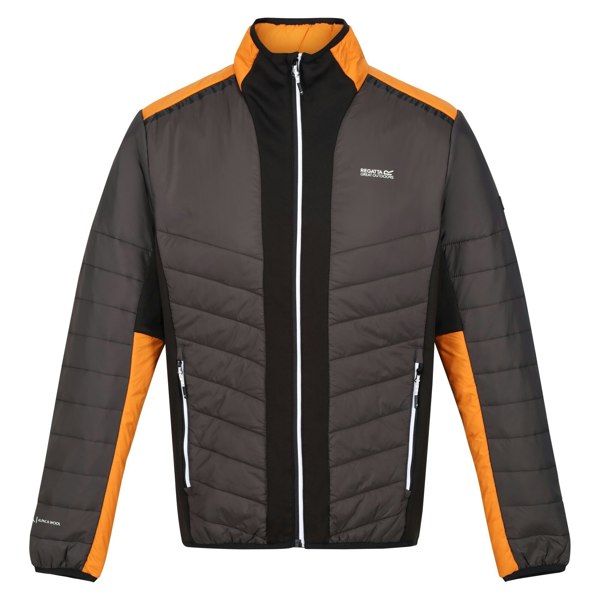 Regatta Men's Halton VII Contrast Panel Baffled Padded Jacket - Ash/Orange Pepper