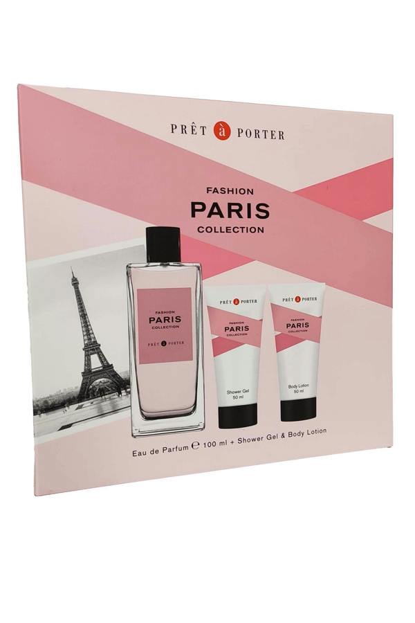 Pret a Porter PARIS Fashion Collection Eau de Parfum Spray 100ml Shower Gel 50ml and Body Lotion 50ml