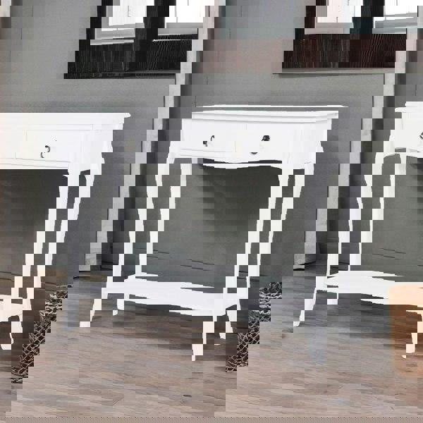 Rafaelo Mobilia Modern Console Table With 2 Drawers and Shelf White