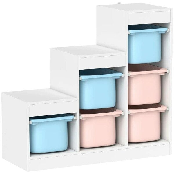 Bobobiy Toy Storage Organiser, Three-Layer Kids Toy Storage Units, with Removable Bins, for Ages 3-8 Years, Multi-colour
