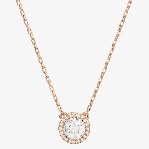 Swarovski Ladies Constella Rose Gold-Plated Halo Necklace 5636272