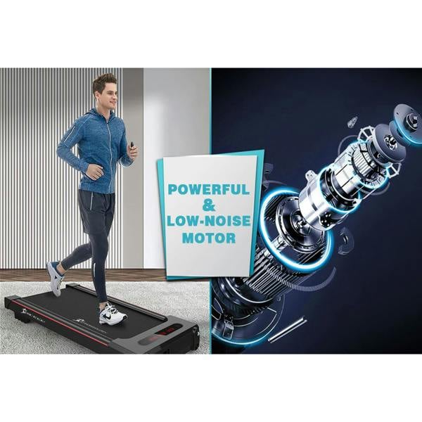 Homeology Home and Office Ultra Quiet 560W Adjustable Speed Slimline MOTIONIC Bluetooth Treadmill with LED Display - Fully Assembled