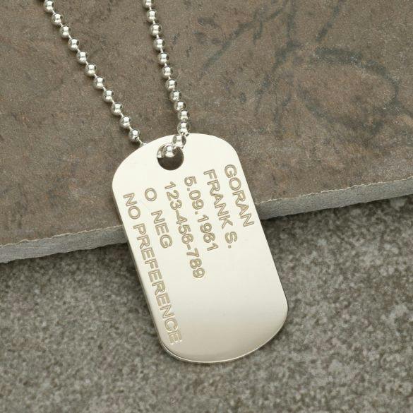 Christopher James of London Sterling Silver Army Style Dog Tag With Optional Engraving