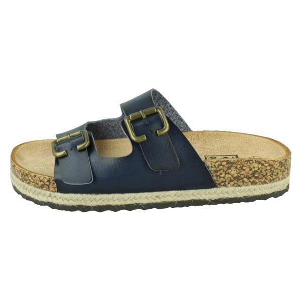 Down to Earth Ladies Down To Earth Twin Buckle Strap Sliders Sandals F12086