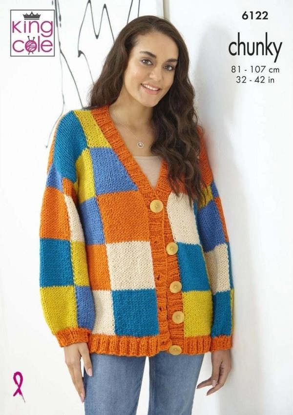 King Cole Big Value Chunky Knitting Pattern 6122, Cardigans for Women, 32 - 42 Inches