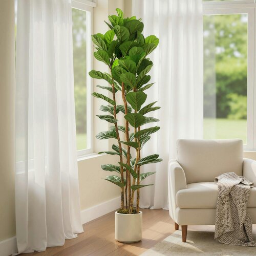 Wyld Haus Racori Artificial Fiddle Leaf Fig Style Tree With Full Canopy 180cm Green