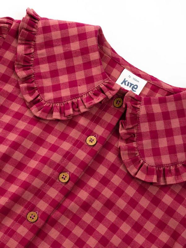Kite Girls Organic Damson Check Dress