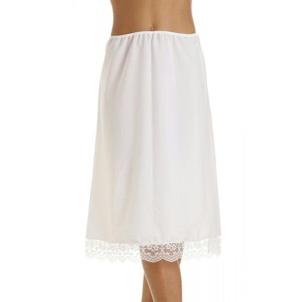 Camille Women's Half Slip Under Skirt in White Lace Hemline Lingerie
