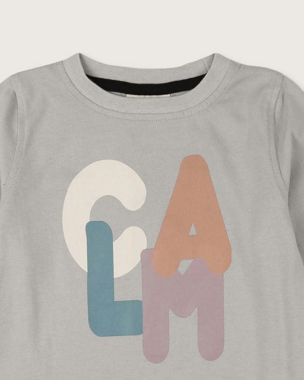 Grey Calm Slogan Print Top - image 4