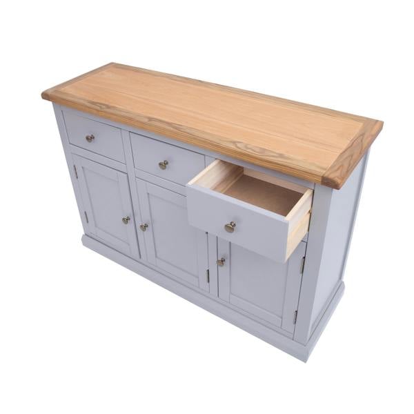 Cabinet Bits Rocca Grey 3 Drawer 3 Door Sideboard Brass Knob