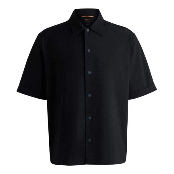 Boss Mens Lapoully Relaxed Fit Short-Sleeved Shirt - Dark Blue - 