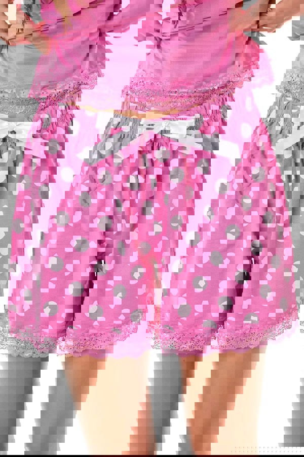 Camille Pink Lightweight 100% Cotton Plain Sleeveless Top Pyjama Set With Lace Detailing